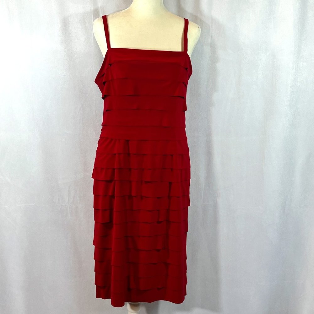 EVAN PICONE Red Layered Spaghetti Strap Dress Size 8